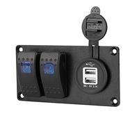 PUSOKEI Rocker Switch Panel, 3.1a Dual USB Port Rocker Switch, Mystical/Fantasy-resistant Materials Yachts Marines for Caravans RV, Boats 12V-24 V Cars