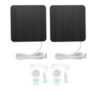 PUSOKEI Solar Panel Charger for Ring Camera, 2Pcs 12W Solar Panels with Micro USB & USB C & DC3.5x1.35 Port, IP65 Water Proof, 360°Adjustable Mounting Bracket with 9.8ft Cable
