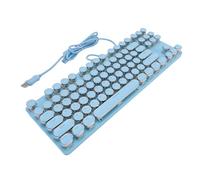 PUSOKEI Typewriter Style Mechanical Gaming Keyboard, Retro Punk Gaming Keyboard with RGB Backlit, Blue Switch, Round Keycaps, 87 Keys USB Wired Keyboards for PC (Blue)