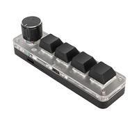 PUSOKEI USB Mini 4 Key Keypad, Dual Mode Connection, RGB Programmable Macro Keyboard with Knob RGB Backlighting, One Handed Programmable Mechanical Keyboard for Gaming, Office, Media