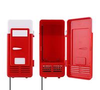 PUSOKEI USB Portable Fridge, DC 5V 44 Inches Mini Refrigerator, Beverage, DR-Can Cooler, Heater 8-9 ° C Cooling / 40-65 ° C Heating for Cars, Road Trips, Homes, Offices and Dorms (Red)