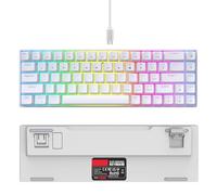 PUSOKEI V800 RGB 68 Key Mechanical Gaming Keyboard, Compact Wired Keyboard with Hot Swappable Keys and 19 RGB Backlight Modes, Detachable Cable for PC Laptop Computer (White)