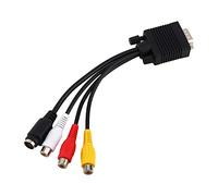 PUSOKEI VGA SVGA to S-VIDEO 3 TV AV Converter Cable Adapter, Standard Sub-D VGA Input, D-Sub High Density 15 Pin Male to S-Video Mini Din 4 pin Female and Jack, for PC Laptop