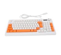 PUSOKEI Wired Gaming Keyboard with Volume Knob, 93 Keys Dynamic RGB Backlit Computer Keyboard, 25 Keys Without Conflict, Wired Ergonomic Keyboards for Laptop PC (Orange and White)