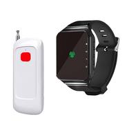 PUSOKEI Wireless Calling System, 1 Wrist Watch Receiver 1 Call Buttons, Long Range Signal Reception, Caregiver Pager Calling System for Restaurant Bar Hospital
