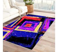 PUSRDEO Abstract Dimensional Patterned Contemporary Rug Geometry Low Maintenance Mat For Hobby Space, Craft Room, Workshop, Tough Surface Resilient(blue)-60x90cm