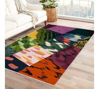 PUSRDEO Artistic Dimensional Multicolor Geometric Carpet Patchwork Wash Friendly Surface For Breakfast Bar, Kitchen Isle, Prep Zone, Sanitary Safe(black)-210x270cm