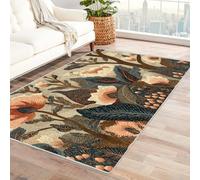 PUSRDEO Artistic Floral Design Accent Rug Decor Geometry Washable Rug For Under Table, Den, Studio, Durable Backing Slip Resistant Practical Decor(Yellow)-120x180cm