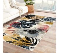 PUSRDEO Artistic Floral Design Accent Rug Decor Tropic High Traffic Friendly Dining Space Kitchen Zone Office Non-Fade(White)-120x150cm