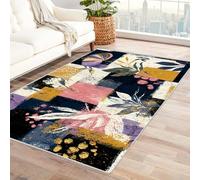 PUSRDEO Botanical Art Style Rug with Short Pile Flower Quick Clean Mat For Utility Closet, Boiler Room, Simple Care Efficient(Blue)-150x240cm