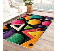 PUSRDEO Botanical Symmetry Digital Art Carpet Geometry Soft Indoor Carpet For Dining Room, Lounge, Apartment, Quick Dry Non Shedding Fabric(Black)-60x90cm
