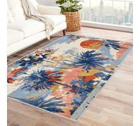 PUSRDEO Colorful Flower Art Area Carpet Soft Chrysanthemum Dense Texture Carpet For Reception, Waiting Area, Vestibule, Firm Support Comfort(Multicolored)-150x210cm