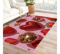 PUSRDEO Digital Fantasy Floral Patterned Rug Hearts Indoor Outdoor Mat For Conservatory, Porch, Utility Space, Breathable Fabric Sturdy(Red)-180x270cm