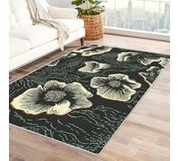 PUSRDEO Digital Plant Symmetrical Art Carpet Blossoms Durable Backing For Hallway, Passage, Connecting Space, High Resilience Long Wearing(Ash)-240x300cm