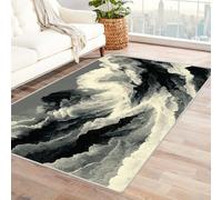 PUSRDEO Digital Plant Symmetrical Art Carpet Ocean Durable Backing For Hallway, Passage, Connecting Space, High Resilience Long Wearing(White)-180x270cm