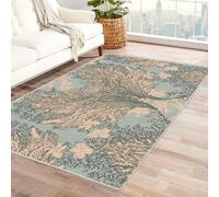 PUSRDEO Digital Symmetry Botanical Fantasy Mat Woods Machine Washable Non-Slip For Living Room Bedroom Easy Clean Quick-Dry(Ash)-240x300cm
