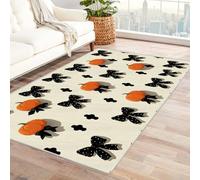 PUSRDEO Fantasy Botanical Digital Print Carpet Bows Stain Resistant Mat For Breakfast Nook, Pantry, Utility Room, Low Profile Practical(Black)-210x270cm