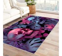 PUSRDEO Fantasy Plant Digital Print Area Rug Skull Indoor Outdoor Mat For Conservatory, Porch, Utility Space, Breathable Fabric Sturdy(Purple)-180x240cm
