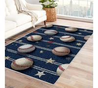 PUSRDEO Fantasy Plant Geometry Micro Print Rug Baseball Slip Proof Base For Mudroom, Garage Entry, Laundry, Heavy Duty Easy Wipe Clean(Blue)-210x300cm