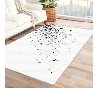 PUSRDEO Fantasy Plant Geometry Micro Print Rug Confetti Low Maintenance Mat For Hobby Space, Craft Room, Workshop, Tough Surface Resilient(White)-90x150cm