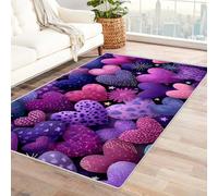 PUSRDEO Geometric Plant Symmetry Micro Art Rug Heart Shape Quick Clean Mat For Utility Closet, Boiler Room, Simple Care Efficient(Purple)-150x210cm