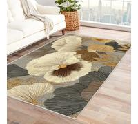 PUSRDEO Microscopic Floral Symmetry Carpet Design Blossoms Wash Friendly Surface For Breakfast Bar, Kitchen Isle, Prep Zone, Sanitary Safe(White)-180x270cm