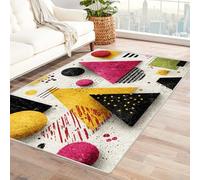 PUSRDEO Microscopic Floral Symmetry Carpet Design Geometry Slip Resistant Backing For Balcony, Patio, Indoor Use, Fade Resistant Simple Maintenance(White)-120x180cm