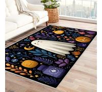 PUSRDEO Symmetrical Botanical Micro Art Carpet Phantom Heavy Traffic Carpet For Foyer, Reception Desk, Checkpoint, Reinforced Edges Sturdy(Black)-180x240cm