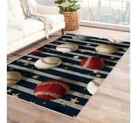 PUSRDEO Symmetrical Digital Floral Fantasy Carpet Baseball Dense Texture Carpet For Reception, Waiting Area, Vestibule, Firm Support Comfort(Blue)-60x90cm