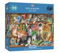 Puss in Books | 1000 Piece Jigsaw Puzzle | Literary Books & Cats | Sustainable Jigsaw Puzzle for Adults | Premium 100% Recycled Board | Great Gift for Adults | Gibsons Games