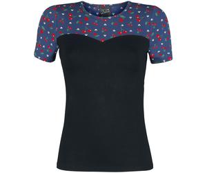 Pussy Deluxe Cat Paws & Cherries Girl Basic Shirt T-Shirt blue black S