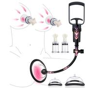 Pussy Pump with 2 Clitoris Nipple Teat Set, BDSM Toys Clitoral Pump Vagina Pumps Sexual Pleasure Tools for Women Couples, Nipple Sucking Toy with 3 Strong Suction Cups, Adult Sex Toys