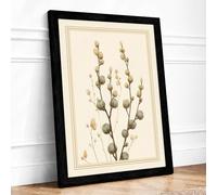 Pussy Willow Study Botanical Framed Wall Art Print A1 Black