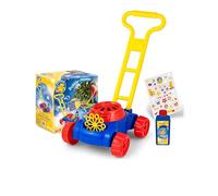 PUSTEFIX Bubble Mower, 250ml Bubble Solution, Sticker Set For Decoration, Colourful Bubbles, Made in Germany, Soap Bubbles Toy for Birthdays and Parties for Age 4 Years+