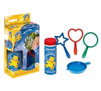 PUSTEFIX Mini-Mix 3 Bubble Rings, 250ml Bubble Solution, Colourful Bubbles, Made in Germany, Soap Bubbles Toy for Children's Birthdays, Weddings, Parties for Children and Adults