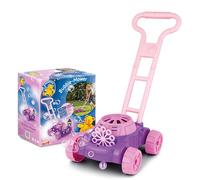 PUSTEFIX Pink Bubble Mower, 250ml Bubble Solution, Sticker Set For Decoration, Colourful Bubbles, Made in Germany, Soap Bubbles Toy for Birthdays and Parties for Age 4 Years+