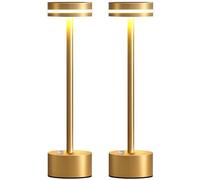 PUSU Cordless Table Lamp Set of 2, Battery Powered LED Desk Lamp Portable Table Lights 3-Level Brightness Touch Control, Lighting for Home Office Bedroom Hotel Restaurant Outdoor Night Light(Gold)