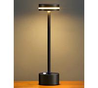 PUSU Portable Table Lamp Battery Powered LED Lamp Cordless Table Lights 3-Level Brightness Touch Control,for Home Office Bedroom Hotel Room Restaurant Outdoor(Black)