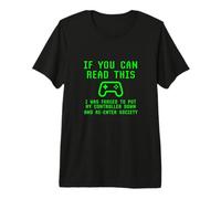 Put Controller Down Re-Enter Society Video Gamer Gaming Joke Premium T-Shirt