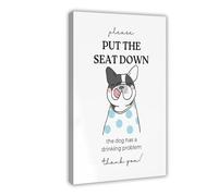 Put Down The Seat, Printable Poster for Dog Drinking Water Problems, Gift for Dog Lovers, Guest Toilet Canvas Wall Art Posters And Prints Room Aesthetic Bedroom Office Decor 24x36inch(60x90cm)