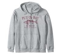 Put-In-Bay Ohio Walleye Fishing Town Maroon Letters Zip Hoodie