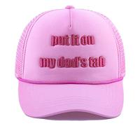 Put It On My Dad's Tab Hat Funny Party Hats Novelty Baseball Cap Trucker Hat,Pink, Pink, One Size