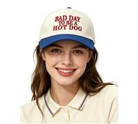 Put It On My Husband's Tab Funny Trucker Hats Women Vintage Adjustable Baseball Cap Embroidery Fashion Trucker Hat, Bad Day to Be a Hot Dog-blue/Red, 6 3/4/7 1/2