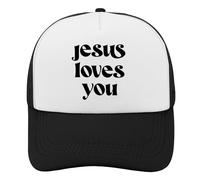 Put It on My Husband's Tab Hat - Funny Trucker Hats for Women,Womens Mesh Snapback Cap for Wife, Mom - Inappropriate Gift, Jesus Loves You-black, One Size