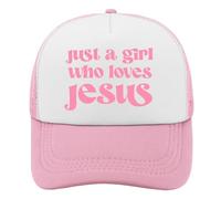 Put It on My Husband's Tab Hat - Funny Trucker Hats for Women,Womens Mesh Snapback Cap for Wife, Mom - Inappropriate Gift, Just a Girl Who Loves Jesus-pink, One Size