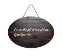 Put on The Full Armor of God. Ephesians 6:11 Hanging Printed Wall Plaque Wood Signs Rustic Wooden Wall Art Signs Quotes Craft Poster Modern Office New Home Décor Gifts 6x10in
