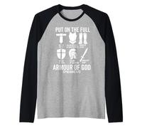 put on the whole armor of god christian Faith bible Believer Raglan Baseball Tee