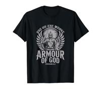Put On The Whole Armour of God Faith Warrior Design Value Graphic T-Shirt, Men, Black, S