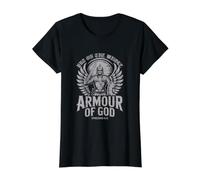 Put On The Whole Armour of God Faith Warrior Design Value Graphic T-Shirt, Women, Black, XL