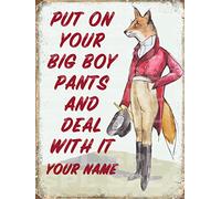 PUT ON YOUR BIG BOY PANTS PERSONALISED FUNNY RETRO METAL TIN WALL PLAQUE SIGN NOVELTY GIFT MAN CAVE/TACK ROOM/STABLE PLAQUE/HORSE VENUE (10" x 8" (267mm x 200mm))